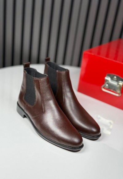 2025 KLASİK İTALYAN KAHVERENGİ DERİ BANDAJLI BOT - KAHVERENGİ DERİ BOT