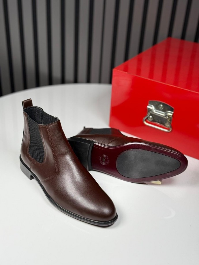 2025 KLASİK İTALYAN KAHVERENGİ DERİ BANDAJLI BOT - KAHVERENGİ DERİ BOT