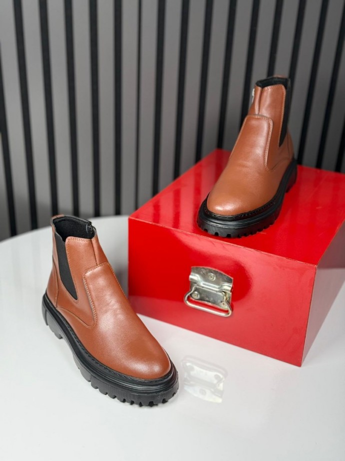 2025 CHELSEA İTALYAN TABA DERİ FERMUARLI EVA BOT - TABA DERİ BOT