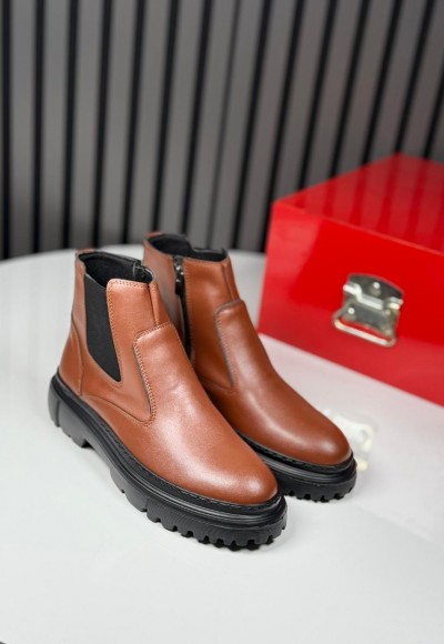 2025 CHELSEA İTALYAN TABA DERİ FERMUARLI EVA BOT - TABA DERİ BOT