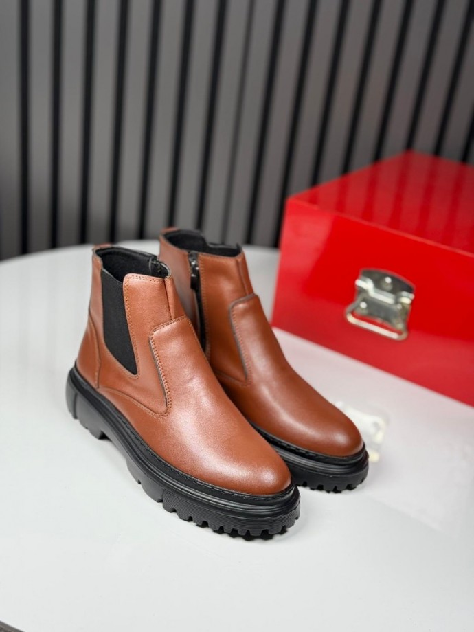 2025 CHELSEA İTALYAN TABA DERİ FERMUARLI EVA BOT - TABA DERİ BOT