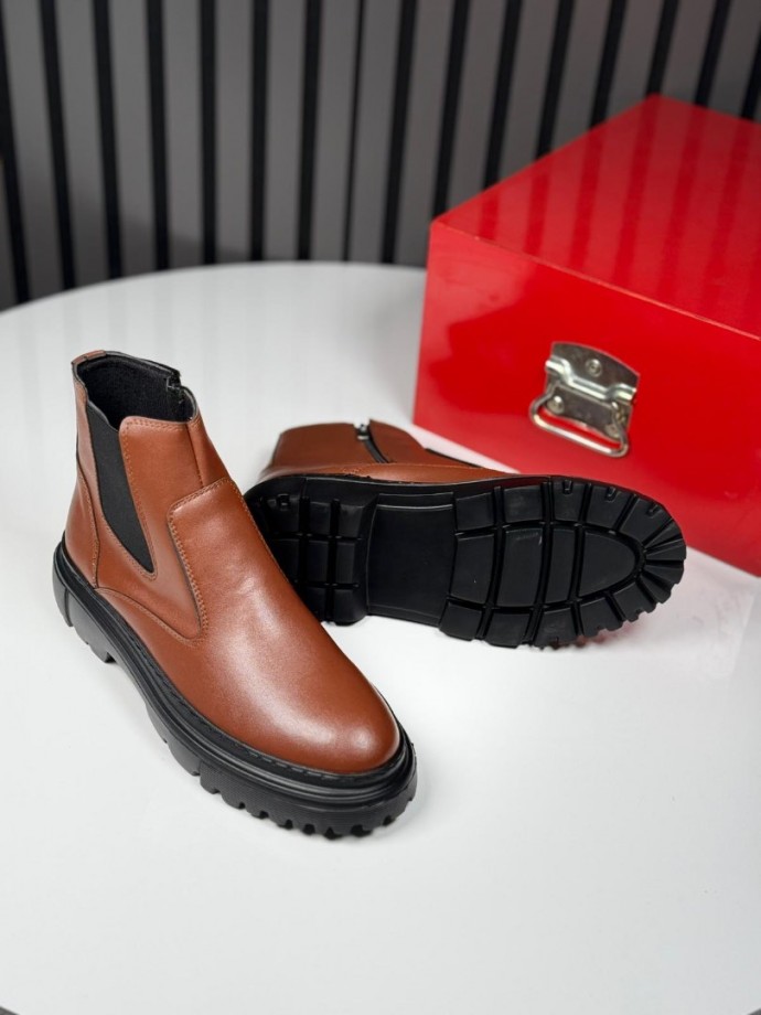 2025 CHELSEA İTALYAN TABA DERİ FERMUARLI EVA BOT - TABA DERİ BOT