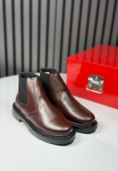 2025 CHELSEA İTALYAN KAHVE DERİ FERMUARLI EVA BOT - KAHVE DERİ BOT