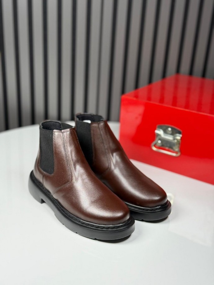 2025 CHELSEA İTALYAN KAHVE DERİ FERMUARLI EVA BOT - KAHVE DERİ BOT