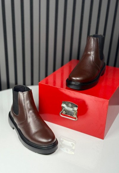 2025 CHELSEA İTALYAN KAHVE DERİ FERMUARLI EVA BOT - KAHVE DERİ BOT