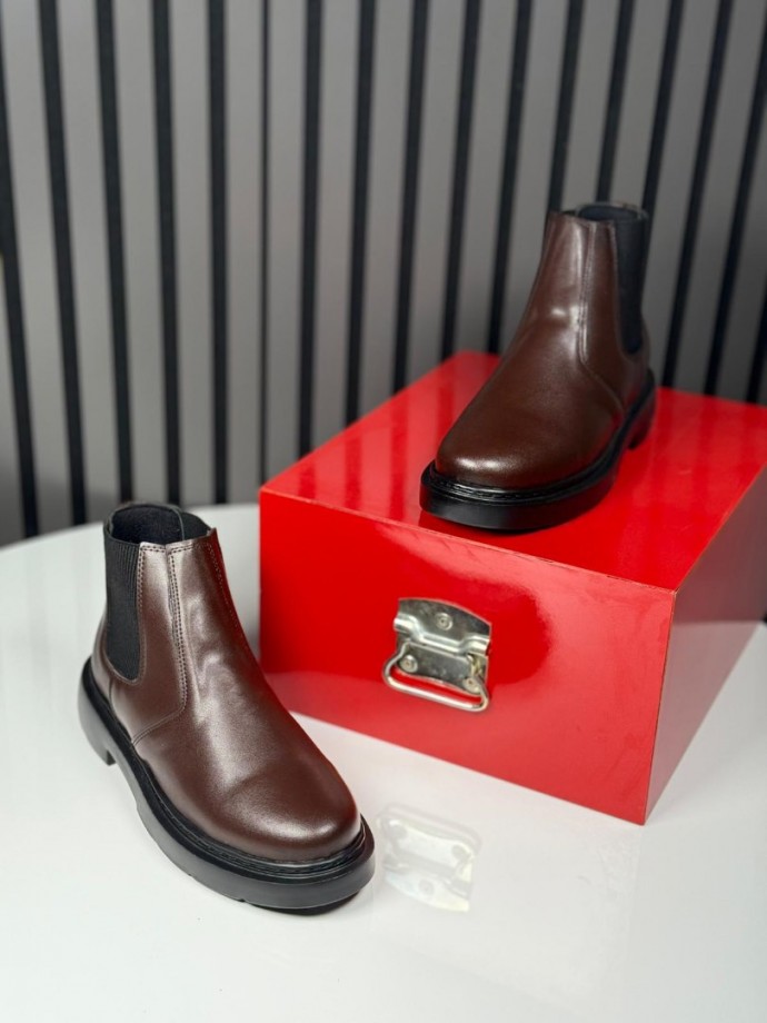 2025 CHELSEA İTALYAN KAHVE DERİ FERMUARLI EVA BOT - KAHVE DERİ BOT