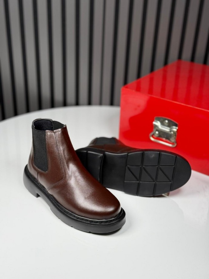 2025 CHELSEA İTALYAN KAHVE DERİ FERMUARLI EVA BOT - KAHVE DERİ BOT