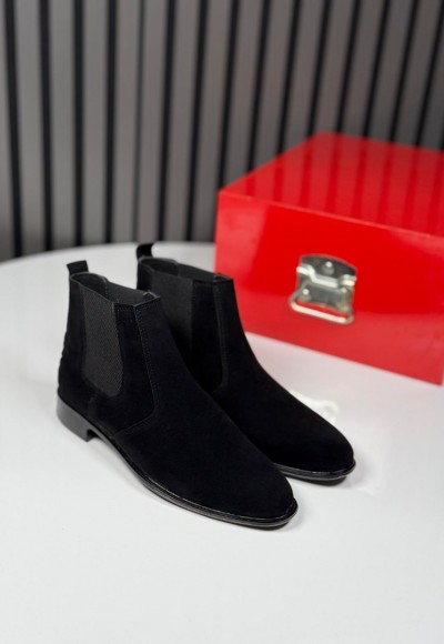 2025 KLASİK İTALYAN SİYAH SÜET BANDAJLI BOT - SİYAH SÜET BOT