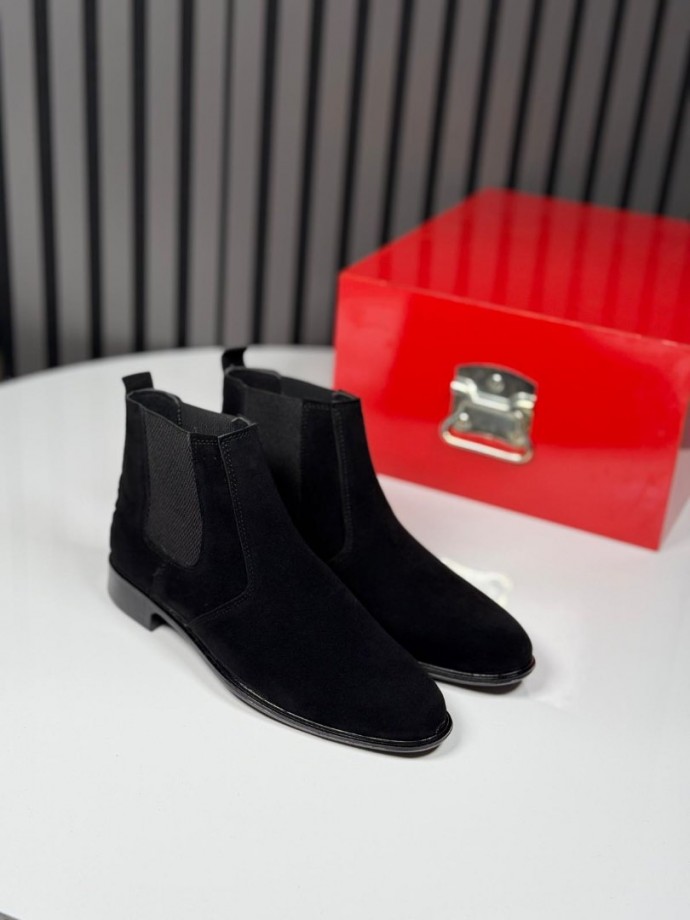 2025 KLASİK İTALYAN SİYAH SÜET BANDAJLI BOT - SİYAH SÜET BOT