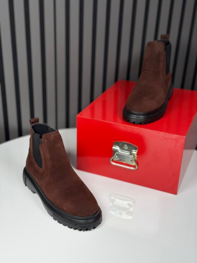 2025 CHELSEA İTALYAN KAHVE SÜET BANDAJLI EVA BOT - KAHVERENGİ SÜET BOT