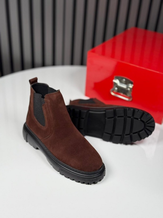 2025 CHELSEA İTALYAN KAHVE SÜET BANDAJLI EVA BOT - KAHVERENGİ SÜET BOT