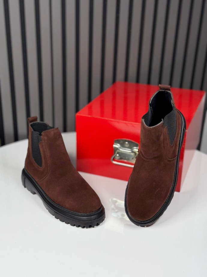 2025 CHELSEA İTALYAN KAHVE SÜET BANDAJLI EVA BOT - KAHVERENGİ SÜET BOT