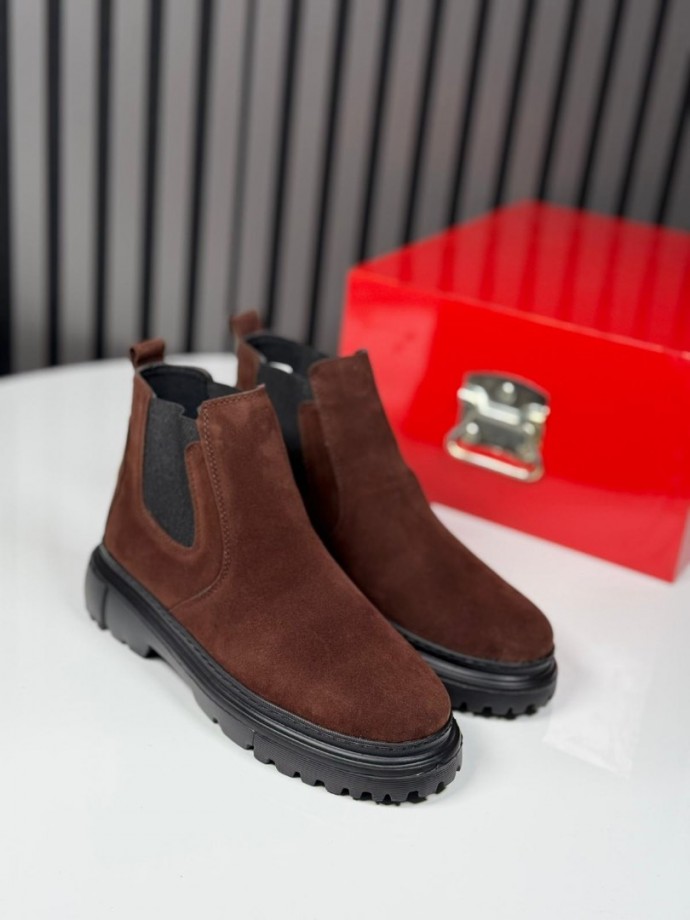 2025 CHELSEA İTALYAN KAHVE SÜET BANDAJLI EVA BOT - KAHVERENGİ SÜET BOT