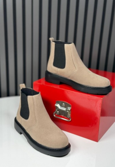 2025 CHELSEA İTALYAN BEJ SÜET BANDAJLI EVA BOT - BEJ SÜET BOT