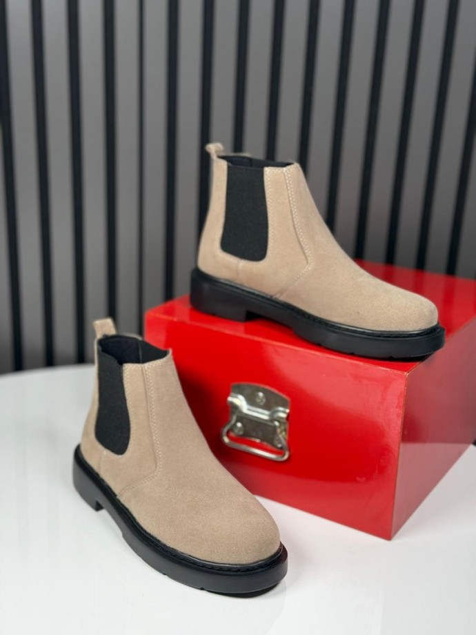 2025 CHELSEA İTALYAN BEJ SÜET BANDAJLI EVA BOT - BEJ SÜET BOT