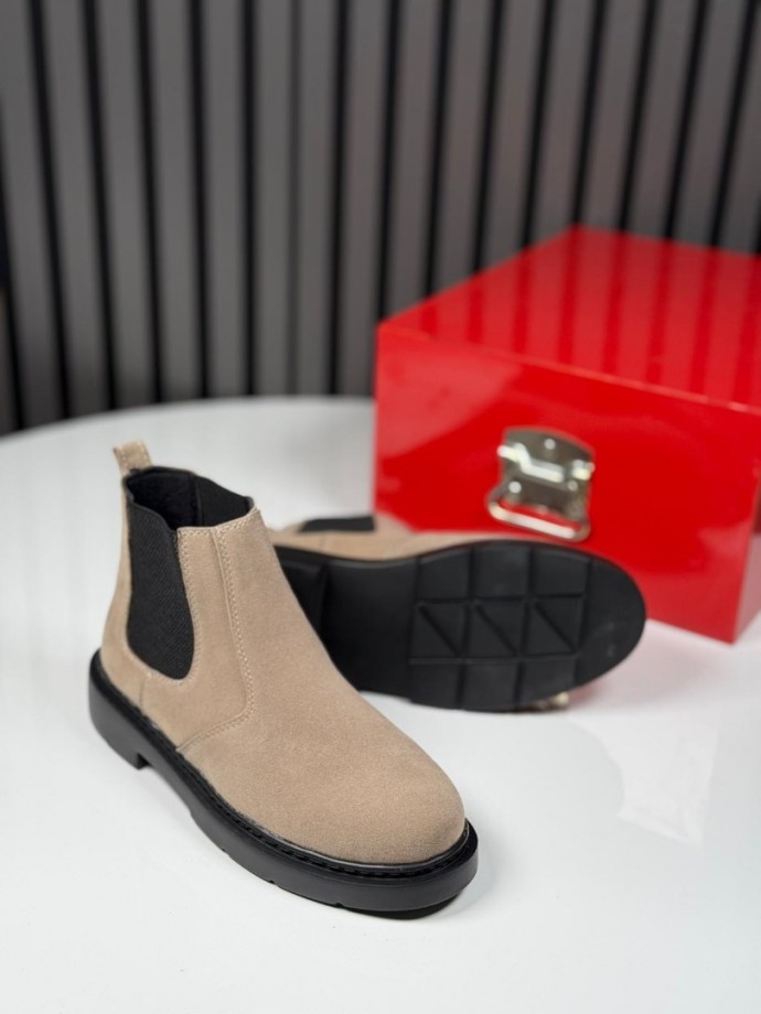 2025 CHELSEA İTALYAN BEJ SÜET BANDAJLI EVA BOT - BEJ SÜET BOT