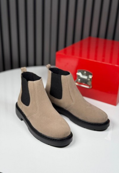 2025 CHELSEA İTALYAN BEJ SÜET BANDAJLI EVA BOT - BEJ SÜET BOT