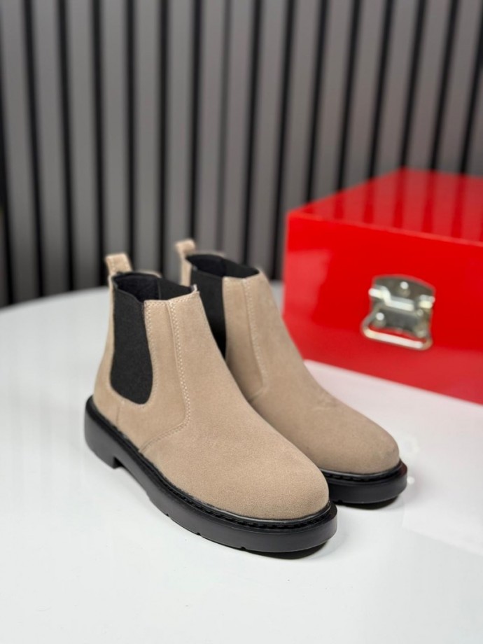 2025 CHELSEA İTALYAN BEJ SÜET BANDAJLI EVA BOT - BEJ SÜET BOT