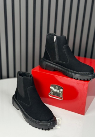 2025 CHELSEA İTALYAN SİYAH SÜET FERMUARLI EVA BOT - SİYAH SÜET BOT