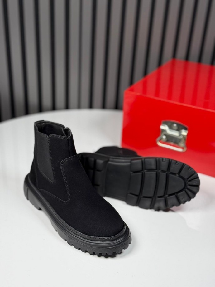 2025 CHELSEA İTALYAN SİYAH SÜET FERMUARLI EVA BOT - SİYAH SÜET BOT