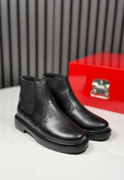 2025 CHELSEA İTALYAN SİYAH DERİ FERMUARLI EVA BOT - SİYAH DERİ BOT