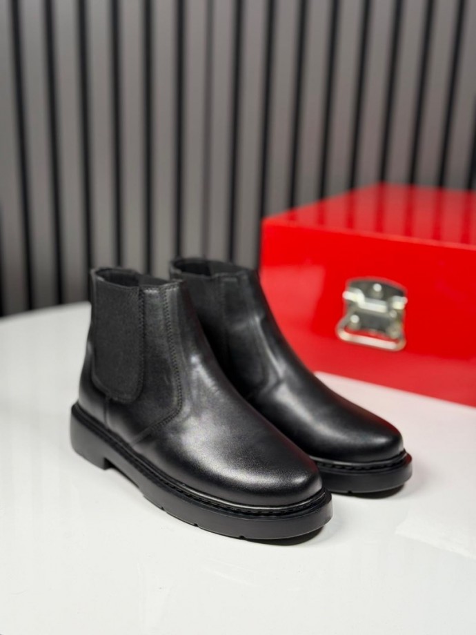2025 CHELSEA İTALYAN SİYAH DERİ FERMUARLI EVA BOT - SİYAH DERİ BOT