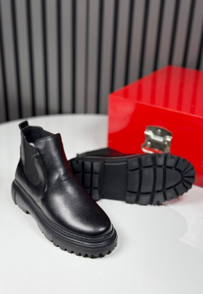  2025 CHELSEA İTALYAN SİYAH DERİ BANDAJLI EVA BOT - SİYAH DERİ BOT