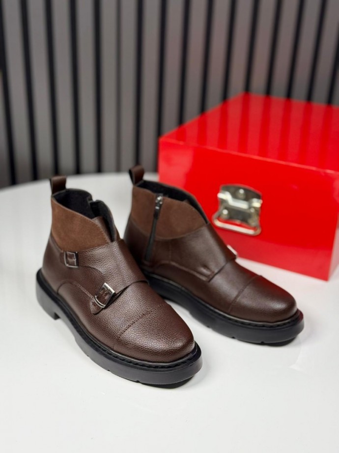 2025 CHELSEA İTALYAN KAHVE DERİ BANDAJLI EVA BOT - KAHVE DERİ BOT