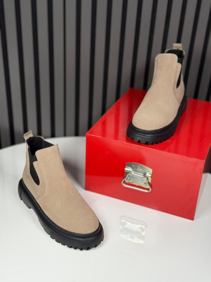 2025 CHELSEA İTALYANBEJ SÜET BANDAJLI EVA BOT - BEJ SÜET BOT