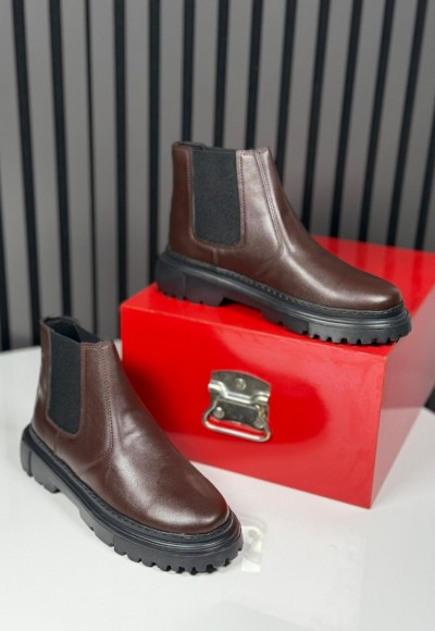 2025 CHELSEA İTALYAN KAHVE DERİ BANDAJLI EVA BOT  - KAHVE DERİ BOT