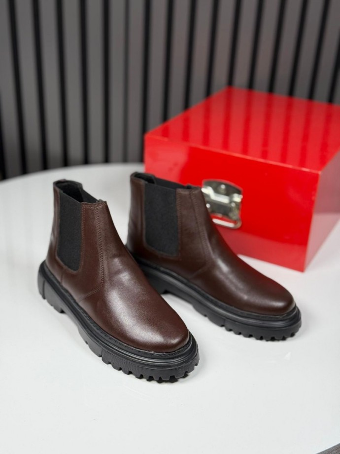 2025 CHELSEA İTALYAN KAHVE DERİ BANDAJLI EVA BOT  - KAHVE DERİ BOT