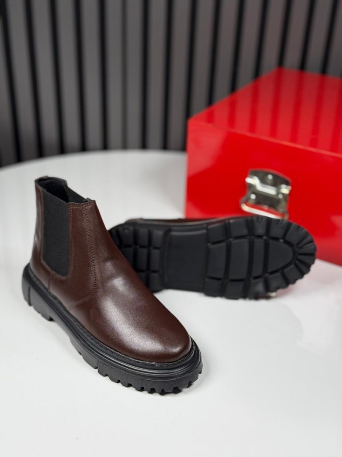 2025 CHELSEA İTALYAN KAHVE DERİ BANDAJLI EVA BOT  - KAHVE DERİ BOT