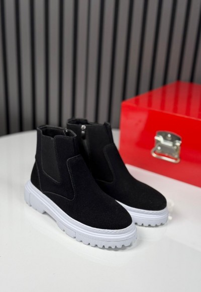 2025 CHELSEA İTALYAN SİYAH SÜET DERİ FERMUARLI EVA BOT - SİYAH SÜET BOT