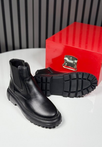 2025 CHELSEA İTALYAN SİYAH DERİ FERMUARLI EVA BOT  - SİYAH DERİ BOT