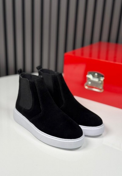 2025 CHELSEA SİSLEY SİYAH SÜET DERİ BANDAJLI EVA BOT - SİYAH SÜET BOT