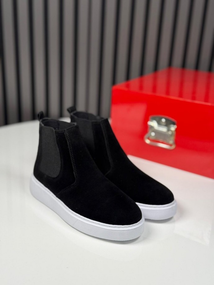 2025 CHELSEA SİSLEY SİYAH SÜET DERİ BANDAJLI EVA BOT - SİYAH SÜET BOT