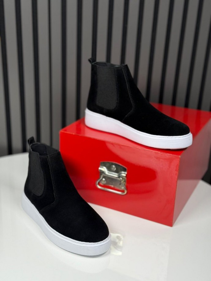 2025 CHELSEA SİSLEY SİYAH SÜET DERİ BANDAJLI EVA BOT - SİYAH SÜET BOT