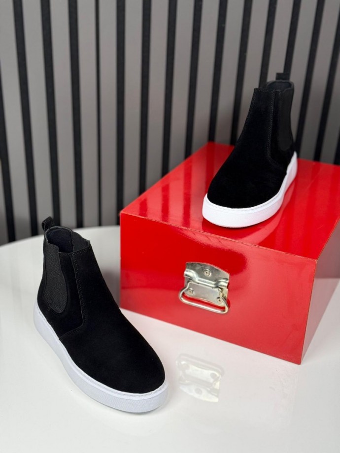 2025 CHELSEA SİSLEY SİYAH SÜET DERİ BANDAJLI EVA BOT - SİYAH SÜET BOT