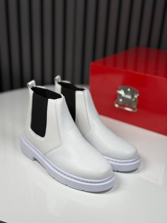 2025 CHELSEA İTALYAN BEYAZ DERİ BANDAJLI EVA BOT  - BEYAZ DERİ BOT