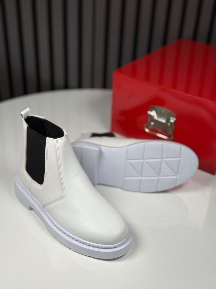 2025 CHELSEA İTALYAN BEYAZ DERİ BANDAJLI EVA BOT  - BEYAZ DERİ BOT