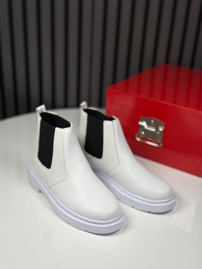 2025 CHELSEA İTALYAN BEYAZ DERİ BANDAJLI EVA BOT  - BEYAZ DERİ BOT