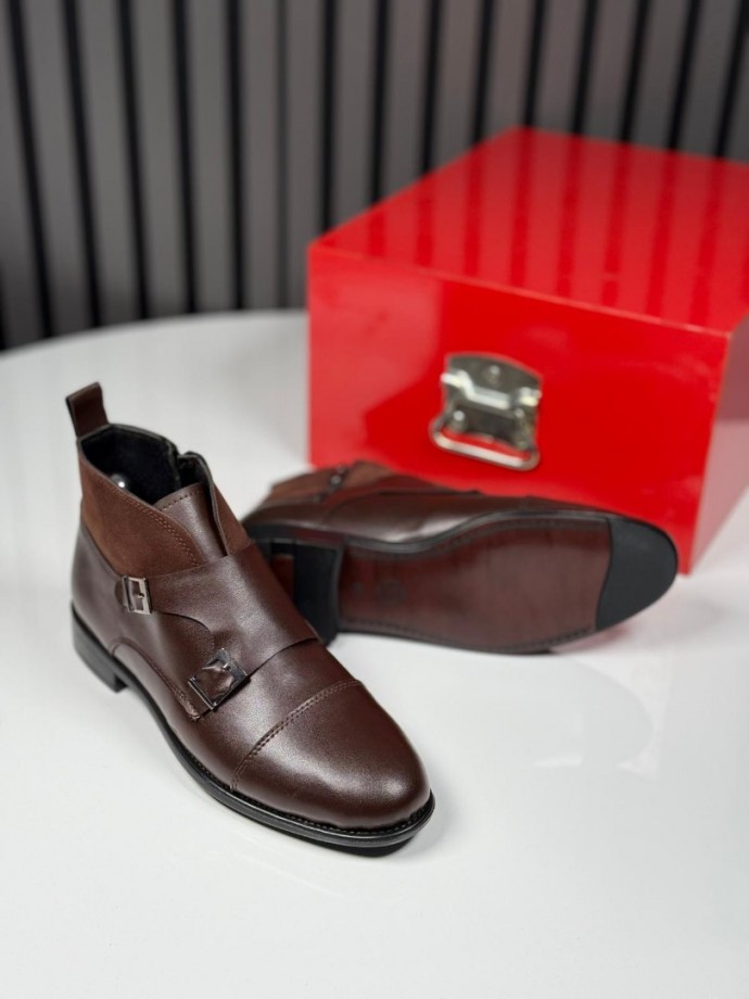 2025 KLASİK İTALYAN KAHVE DERİ TOKALI BOT - KAHVE DERİ BOT