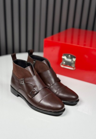 2025 KLASİK İTALYAN KAHVE DERİ TOKALI BOT - KAHVE DERİ BOT