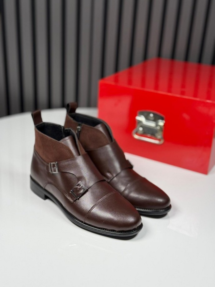 2025 KLASİK İTALYAN KAHVE DERİ TOKALI BOT - KAHVE DERİ BOT