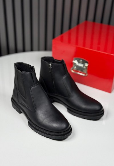 2025 CRAZY DERİ FERMUARLI SİYAH BOT - SİYAH DERİ BOT