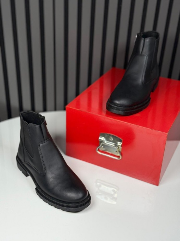 2025 CRAZY DERİ FERMUARLI SİYAH BOT - SİYAH DERİ BOT