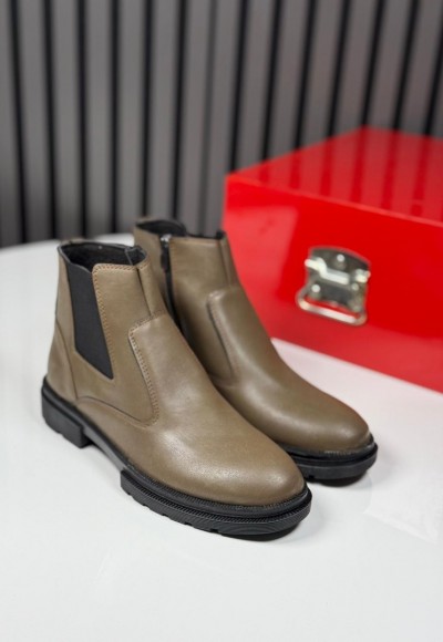 2025 CRAZY DERİ FERMUARLI BEJ BOT - BEJ DERİ BOT