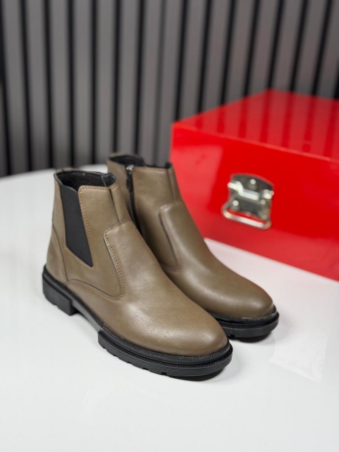 2025 CRAZY DERİ FERMUARLI BEJ BOT - BEJ DERİ BOT