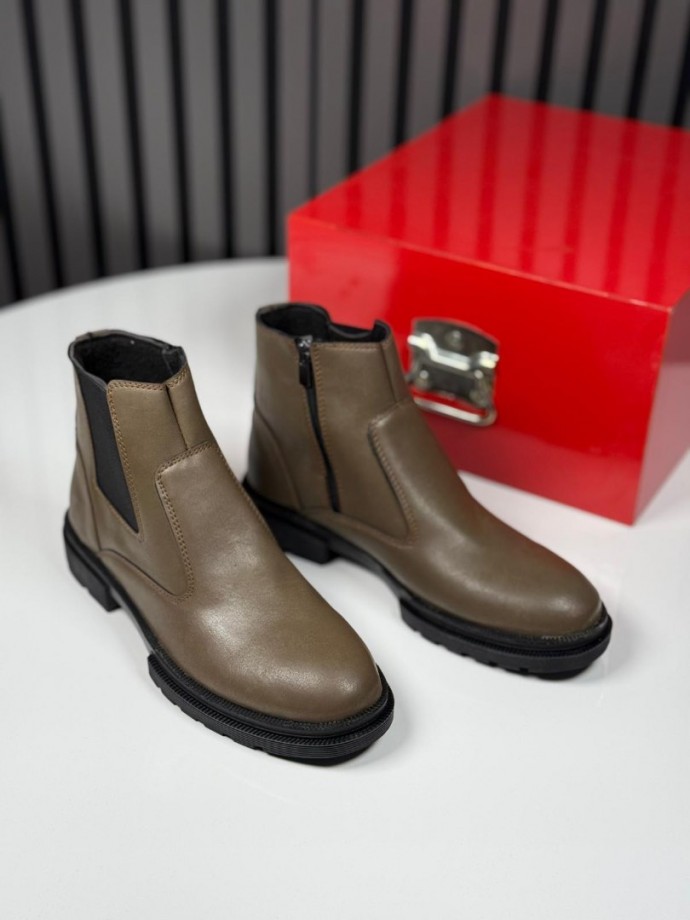 2025 CRAZY DERİ FERMUARLI BEJ BOT - BEJ DERİ BOT