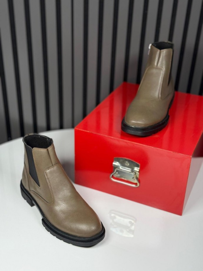 2025 CRAZY DERİ FERMUARLI BEJ BOT - BEJ DERİ BOT